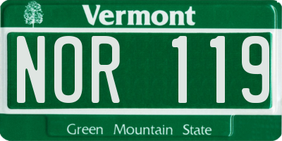 VT license plate NOR119
