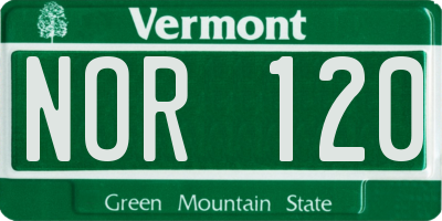 VT license plate NOR120