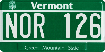 VT license plate NOR126