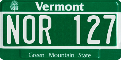 VT license plate NOR127