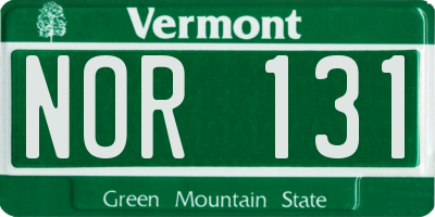 VT license plate NOR131