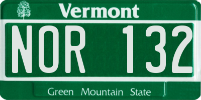 VT license plate NOR132