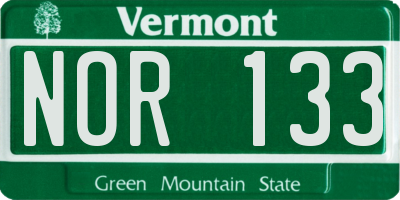 VT license plate NOR133