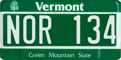 VT license plate NOR134