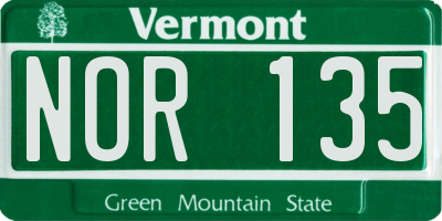 VT license plate NOR135