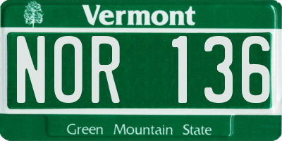 VT license plate NOR136