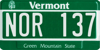 VT license plate NOR137
