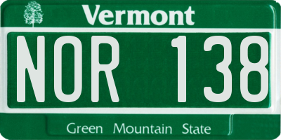 VT license plate NOR138