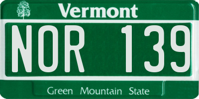 VT license plate NOR139