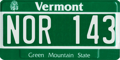 VT license plate NOR143