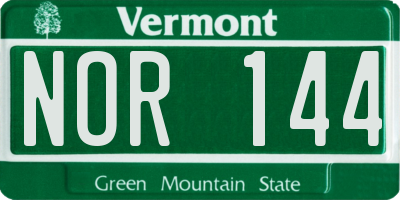 VT license plate NOR144