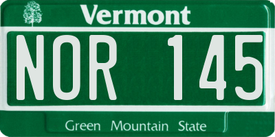 VT license plate NOR145