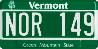 VT license plate NOR149