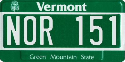 VT license plate NOR151