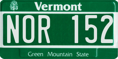 VT license plate NOR152
