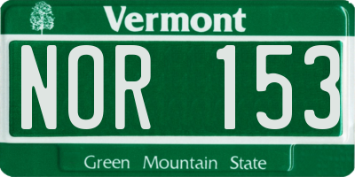 VT license plate NOR153