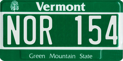 VT license plate NOR154