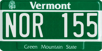 VT license plate NOR155