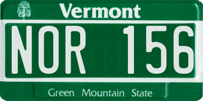 VT license plate NOR156