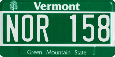 VT license plate NOR158