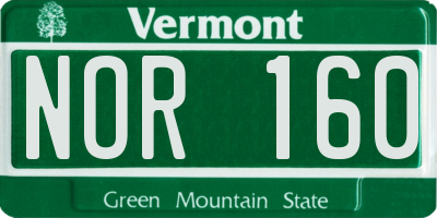 VT license plate NOR160