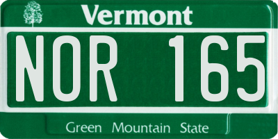 VT license plate NOR165