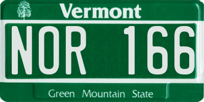 VT license plate NOR166