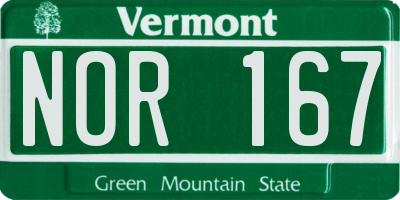VT license plate NOR167
