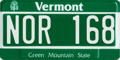 VT license plate NOR168