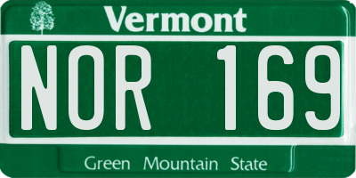 VT license plate NOR169