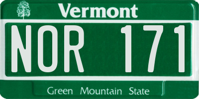 VT license plate NOR171