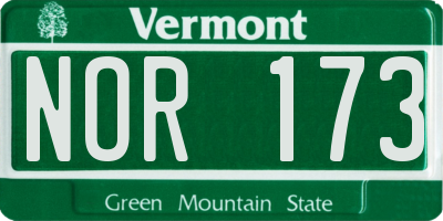 VT license plate NOR173
