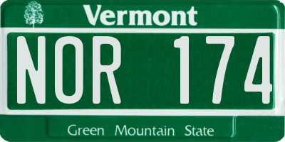 VT license plate NOR174
