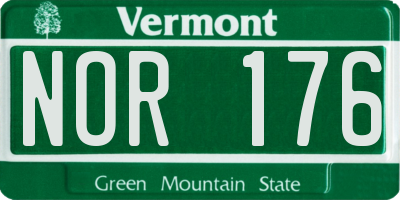 VT license plate NOR176