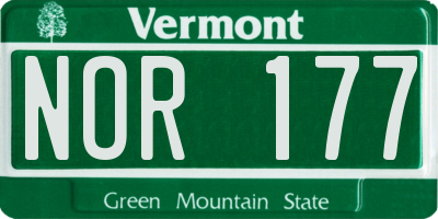 VT license plate NOR177