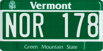 VT license plate NOR178