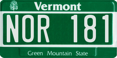 VT license plate NOR181