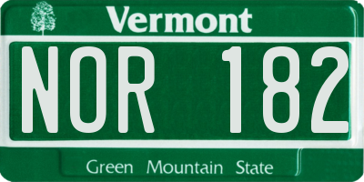 VT license plate NOR182