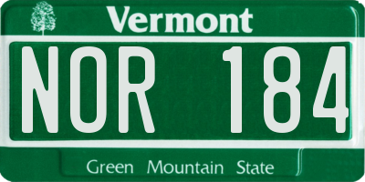 VT license plate NOR184