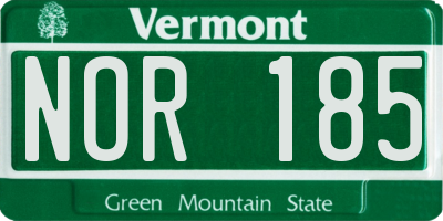 VT license plate NOR185