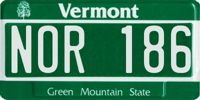 VT license plate NOR186