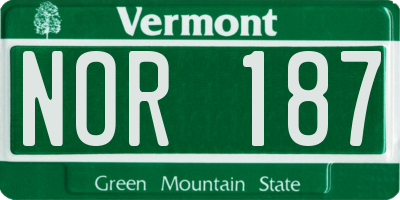 VT license plate NOR187