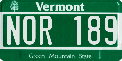 VT license plate NOR189
