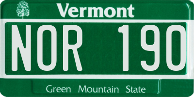 VT license plate NOR190