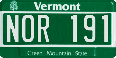 VT license plate NOR191