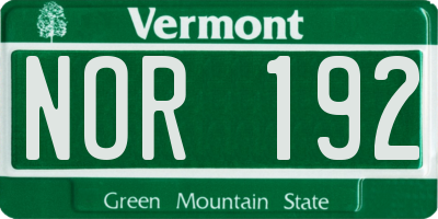 VT license plate NOR192