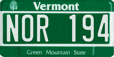 VT license plate NOR194