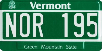 VT license plate NOR195