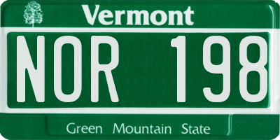 VT license plate NOR198