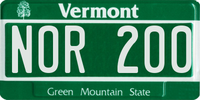 VT license plate NOR200